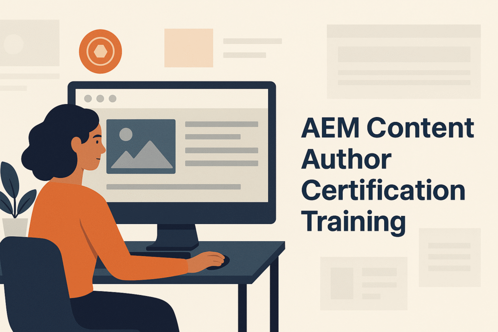 AEM Content Author Training — student working on website content in Adobe Experience Manager.