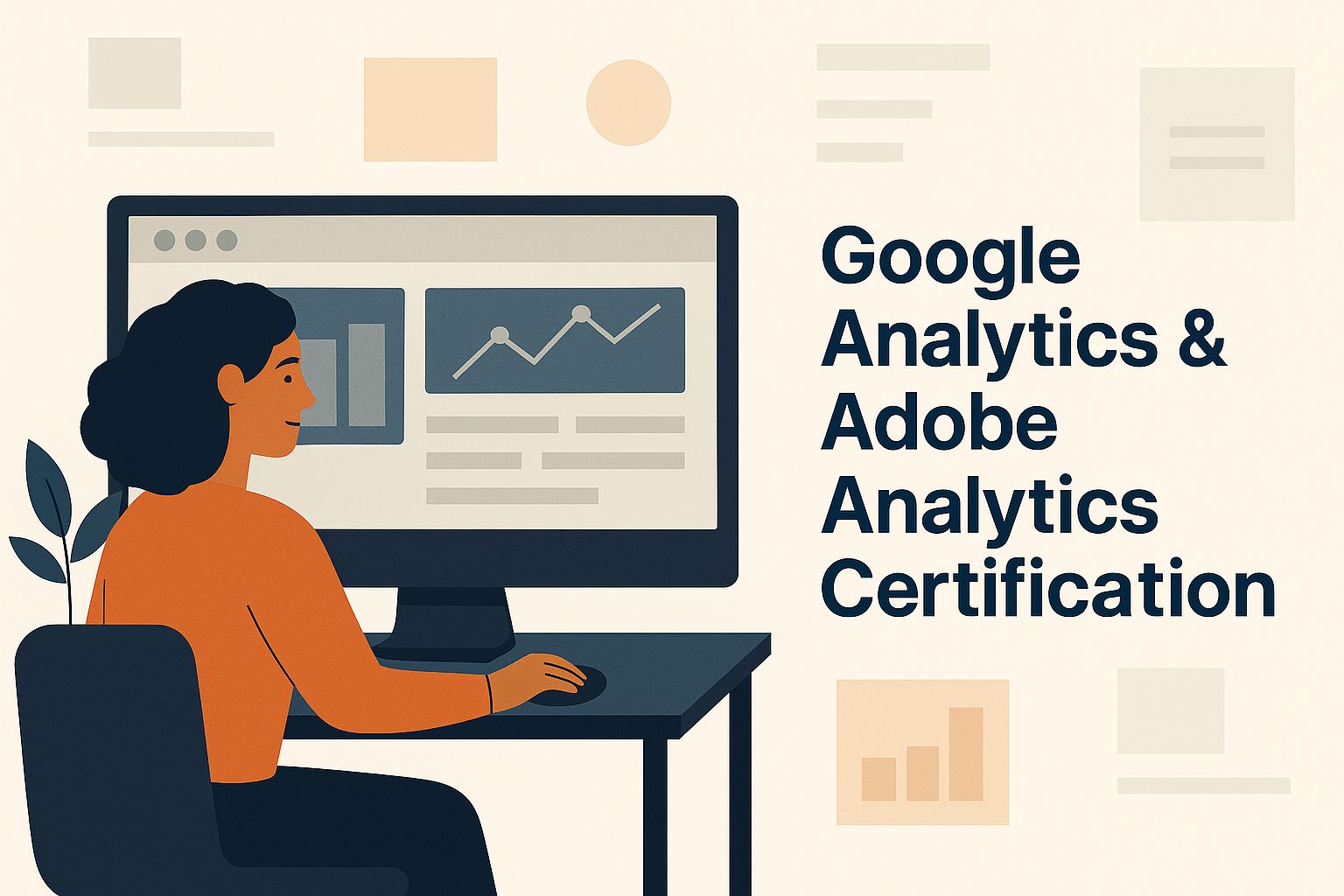 Student analyzing website performance dashboards — Google Analytics & Adobe Analytics Certification.