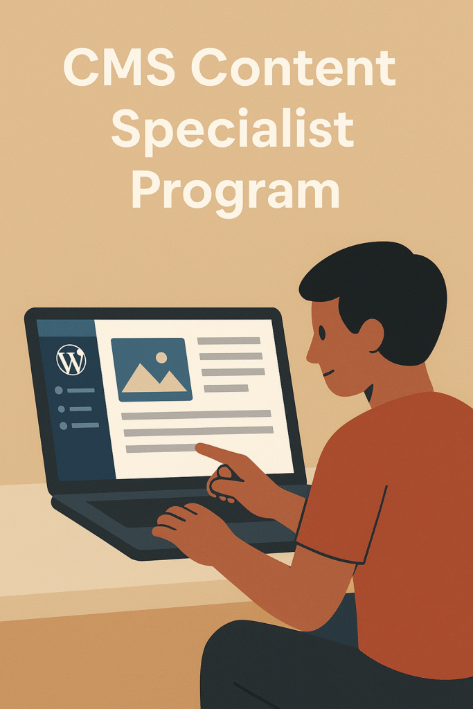 Student learning website content management on WordPress — CMS Content Specialist Course