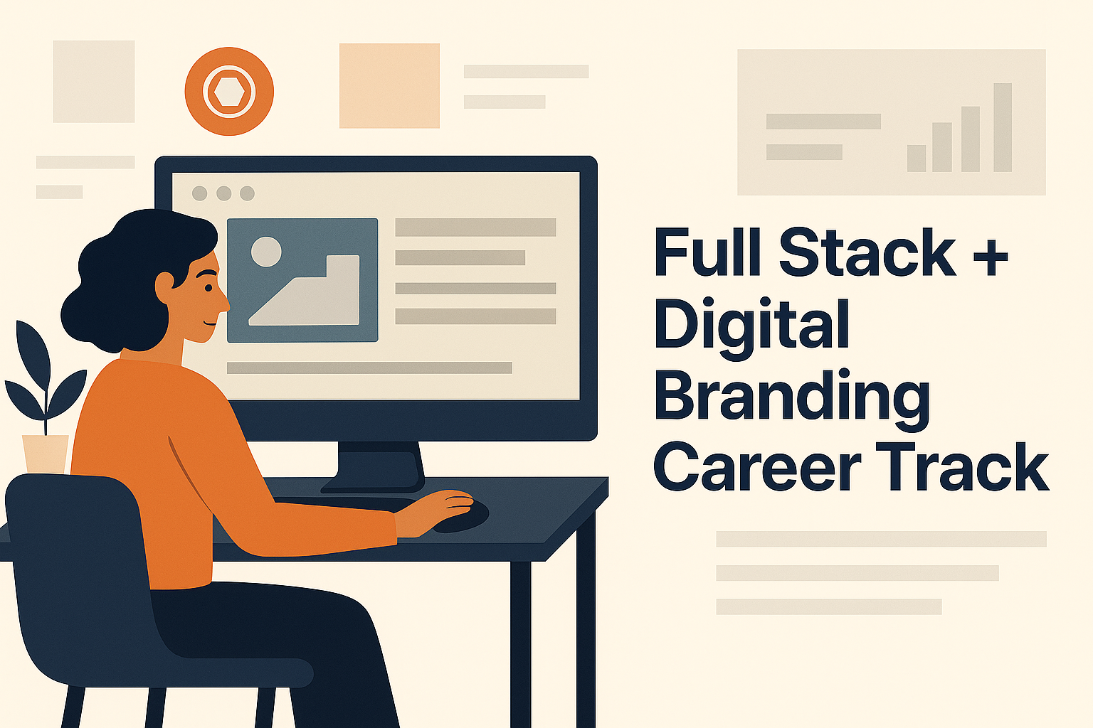 Student learning full stack web development and digital branding strategy.