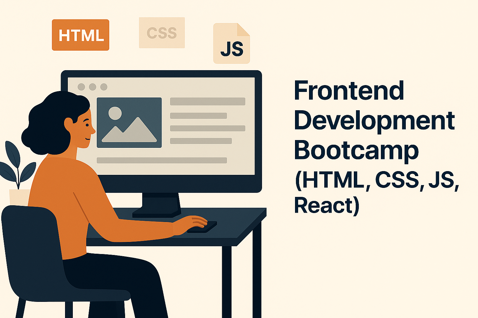 Student learning frontend development using HTML, CSS, JavaScript, and React.