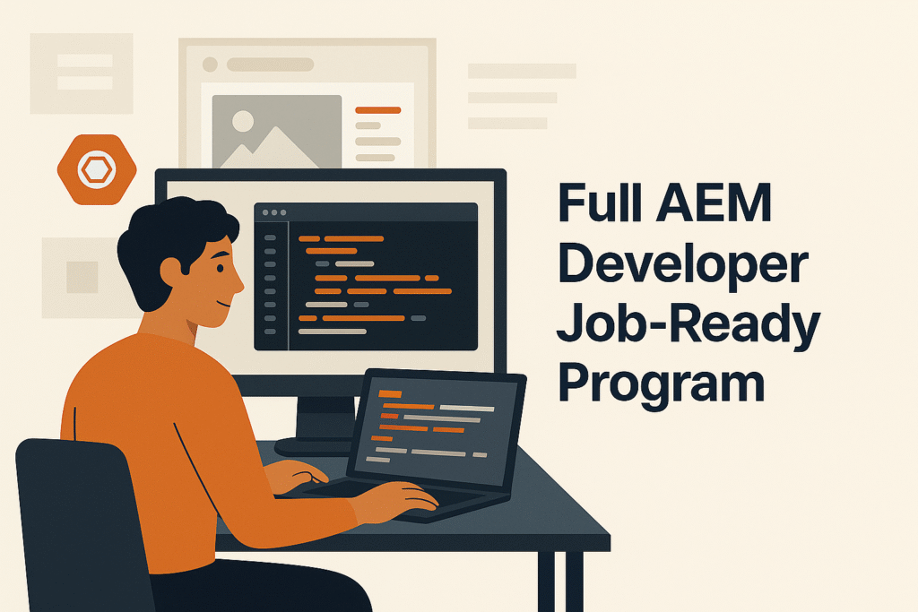 Student learning complete AEM development — Full AEM Developer Job-Ready Program.
