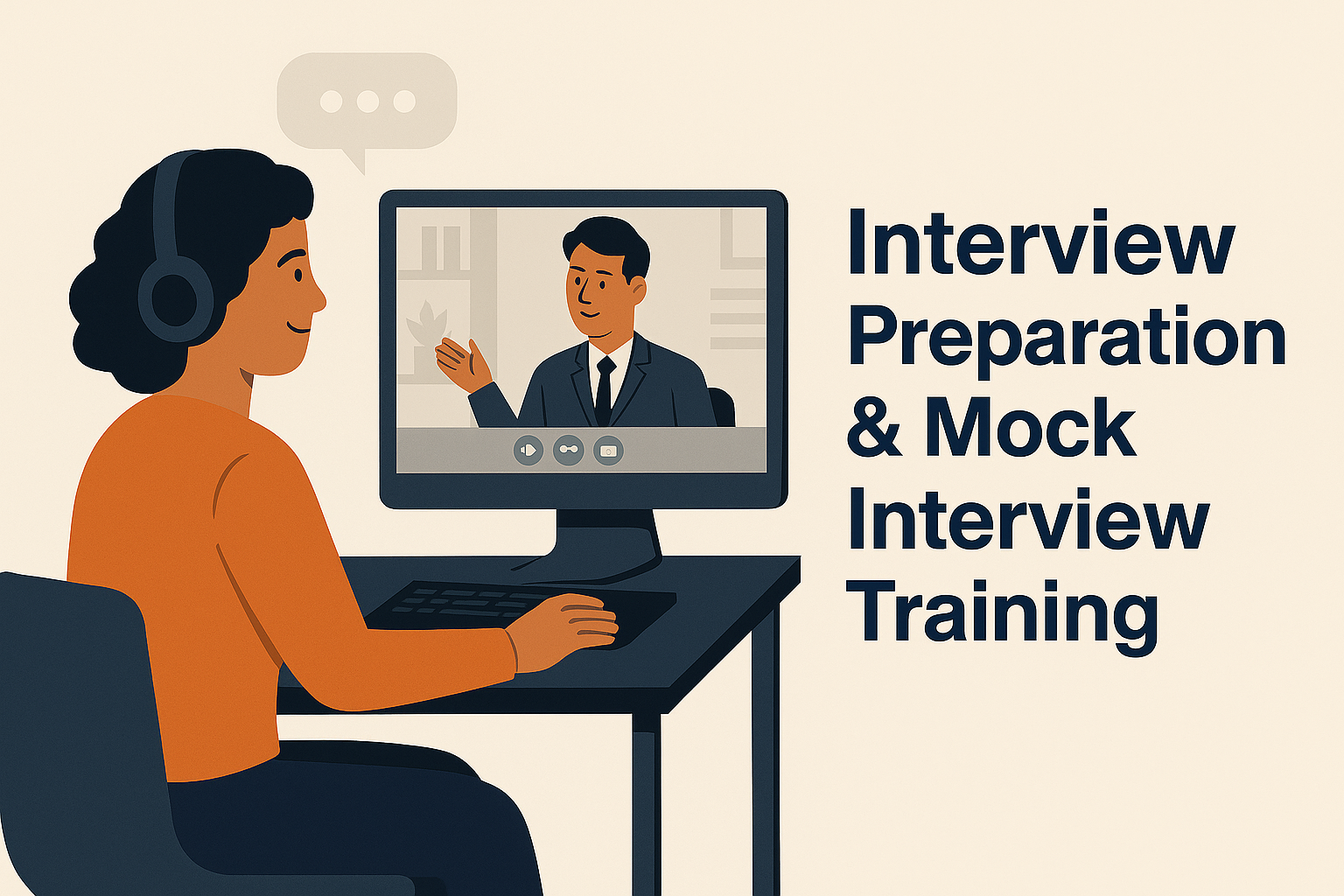 Student practicing interview questions with guidance — Interview Preparation & Mock Interview Training.